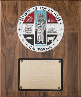 1989 Los Angeles County Gratitude Plaque Presented To Kareem Abdul-Jabbar (Abdul-Jabbar LOA)